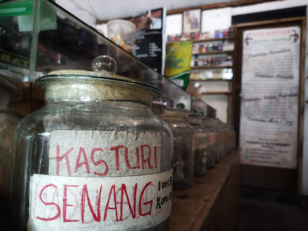 toples berisi tembakau kesturi senang dari lombok